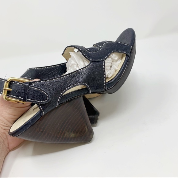 Max Studio Navy Stack Heel Sandal 8.5 - Picture 6 of 8
